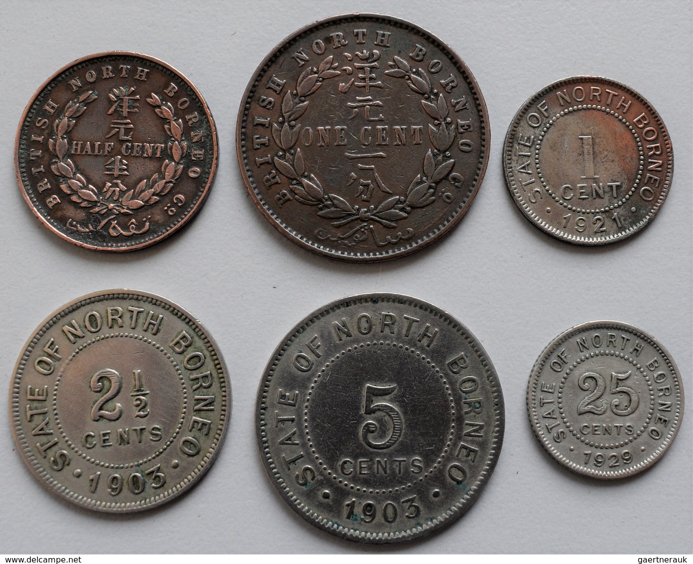 Borneo: British North Borneo: Set Von 6 Münzen: ½ Cent 1885, 1 Cent 1882, 1 Cent 1921, 2½ Cent 1903, - Afghanistan