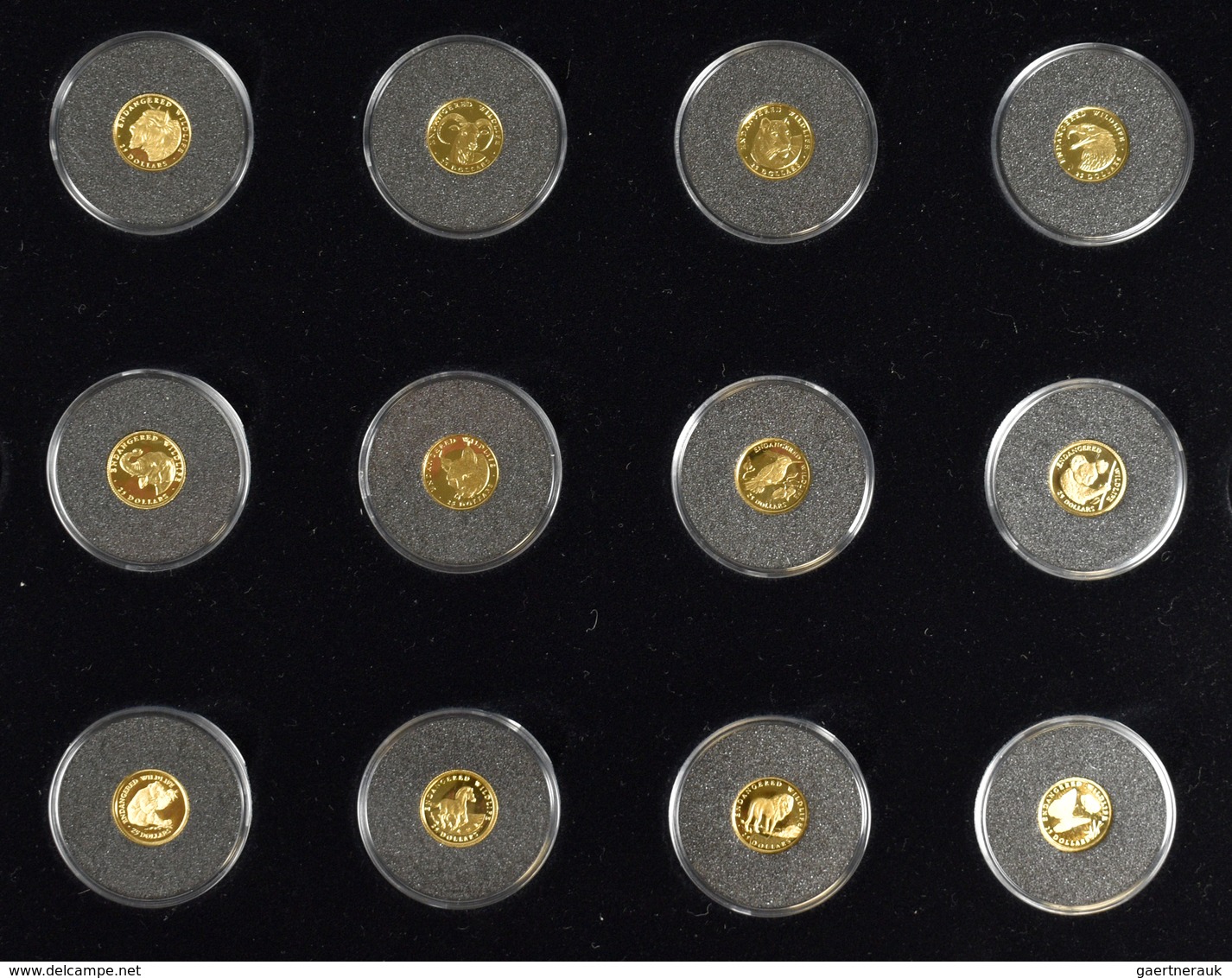 Cook Inseln - Anlagegold: 12 X 25 Dollars 1990 - 1992: Serie Die Kleinsten Tier-Münzen Der Welt In G - Cook