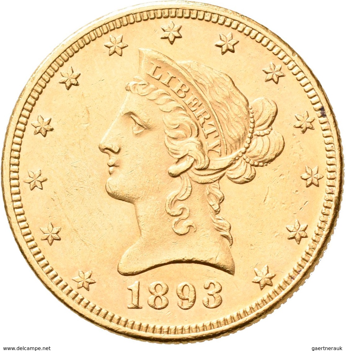 Vereinigte Staaten Von Amerika - Anlagegold: 10 Dollars 1893 (Eagle - Liberty Head Coronet), KM# 102 - Autres & Non Classés