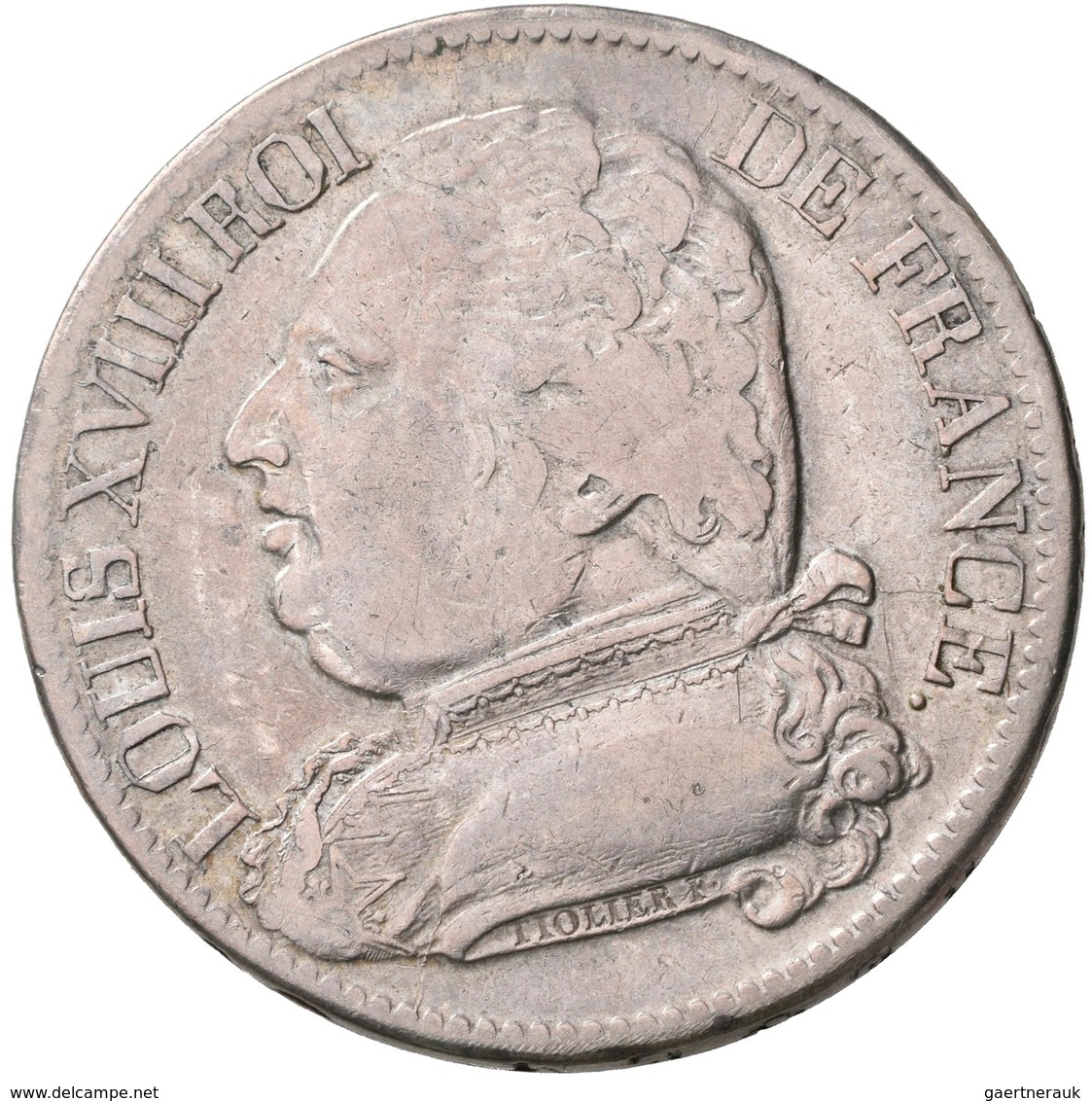 Frankreich: Louis XVIII. 1814,1815-1824: 5 Francs 1814 Q, Perpignan, Gadoury 591, KM 702.11, 24,72 G - Autres & Non Classés
