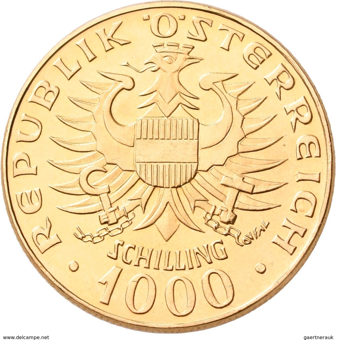 Österreich - Anlagegold: 2. Republik Ab 1945: 1000 Schilling 1976, Babenberger, KM# 2933, Friedberg - Austria