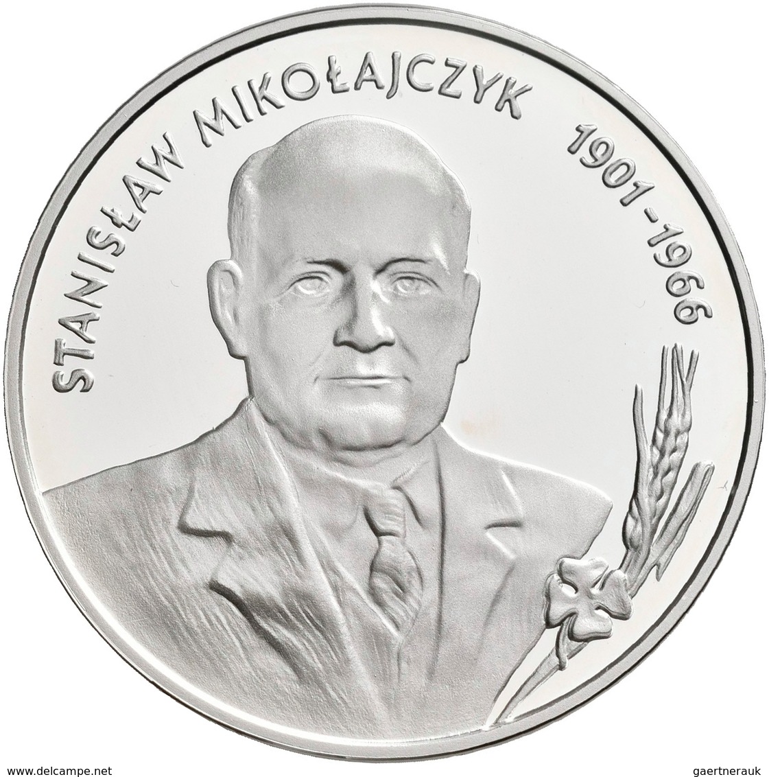 Polen: 10 Zlotych 1996, Stanislaw Mikolajczyk, KM# Y 317, Fischer K (10) 007. Polierte Platte. - Polonia