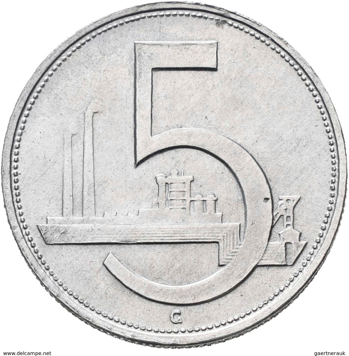 Tschechoslowakei: 5 Kronen (Koruna) 1952 RR !, Nicht Ausgegeben, KM# 34, Novotny 42a, Aluminium, Vor - Czechoslovakia