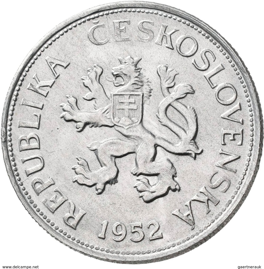 Tschechoslowakei: 5 Kronen (Koruna) 1952 RR !, Nicht Ausgegeben, KM# 34, Novotny 42a, Aluminium, Vor - Czechoslovakia