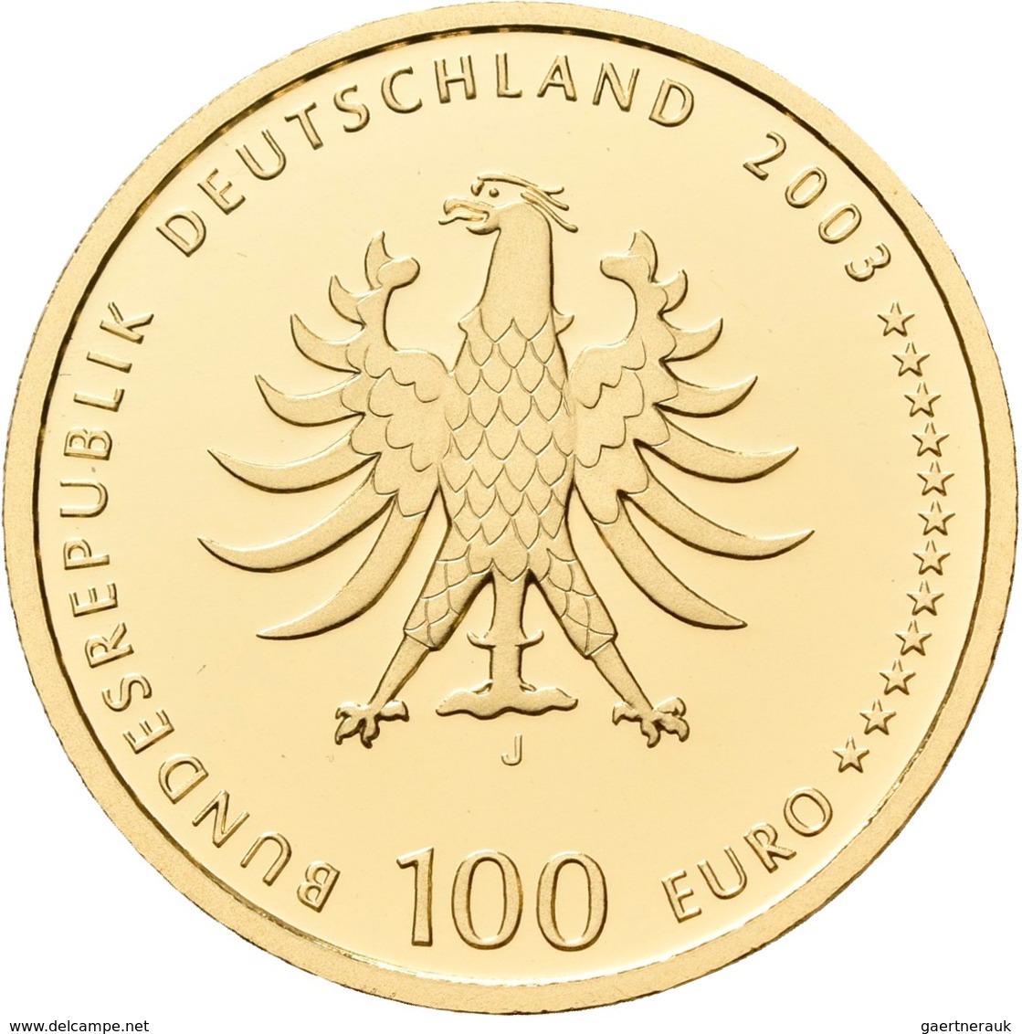 Deutschland - Anlagegold: 100 Euro 2003 Quedlinburg (J), In Originalkapsel Und Etui, Mit Zertifikat, - Alemania