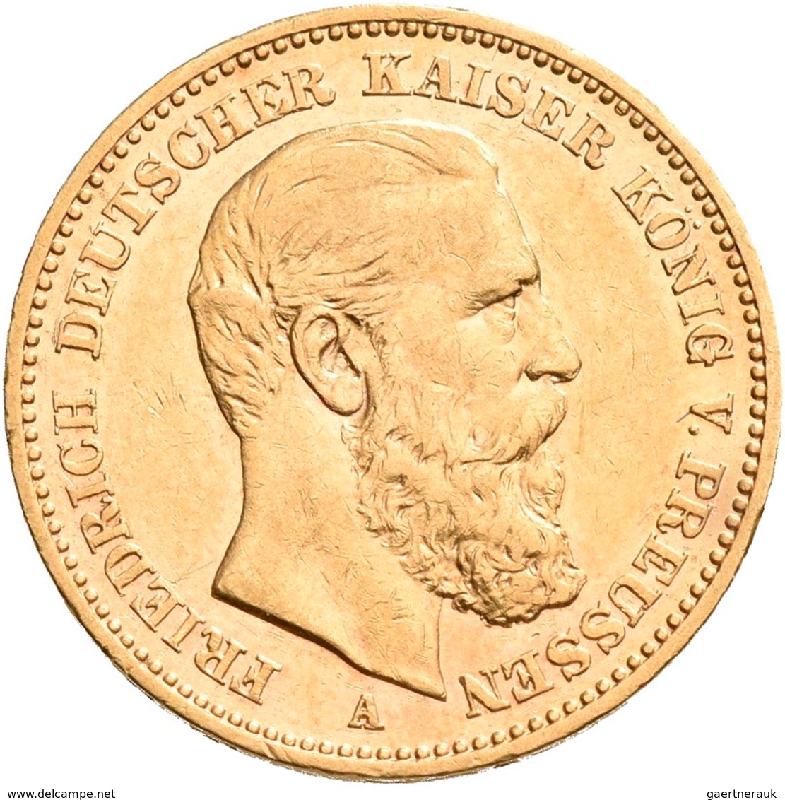 Preußen: Friedrich III. 1888: 20 Mark 1888 A, Jaeger 248. 7,96 G, 900/1000 Gold. Kratzer, Sehr Schön - Monete D'oro