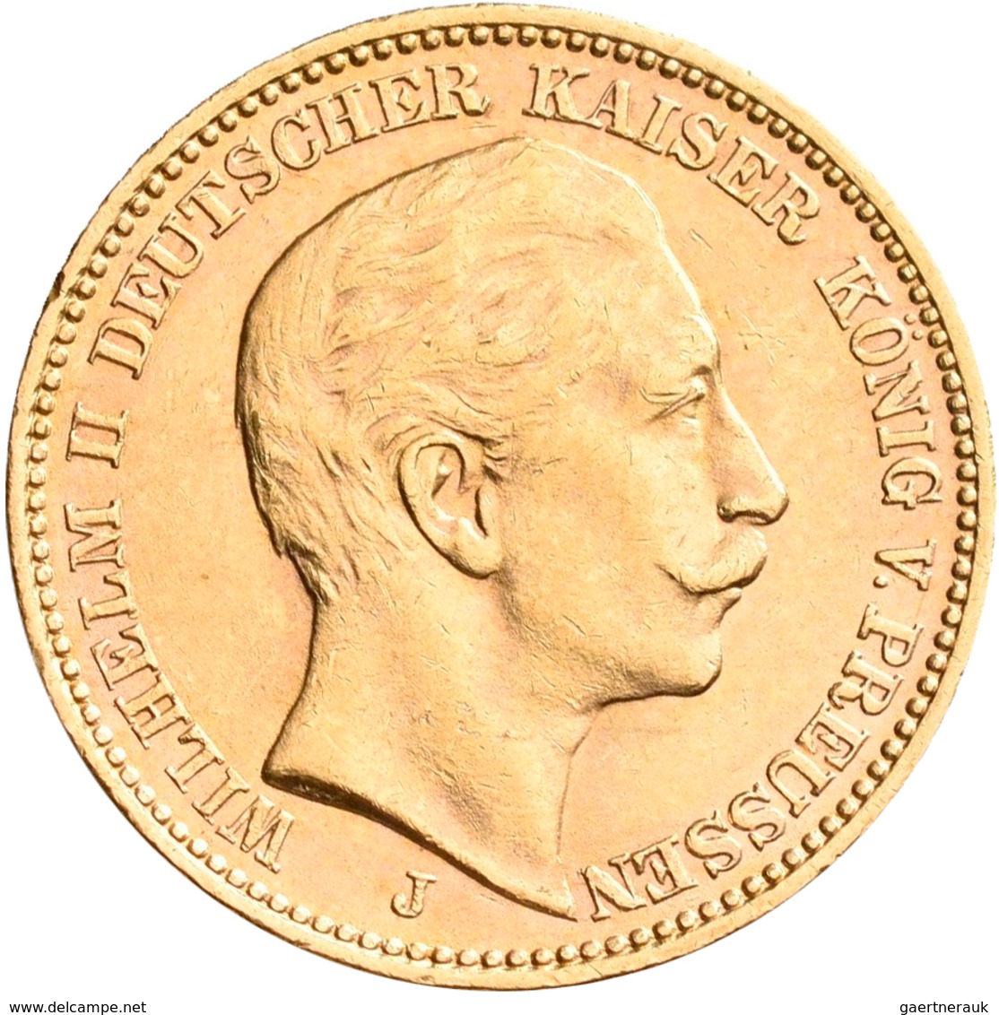 Preußen: Wilhelm II. 1888-1918: 20 Mark 1905 J, Jaeger 252. 7,97 G, 900/1000 Gold. Kleine Randfehler - Pièces De Monnaie D'or