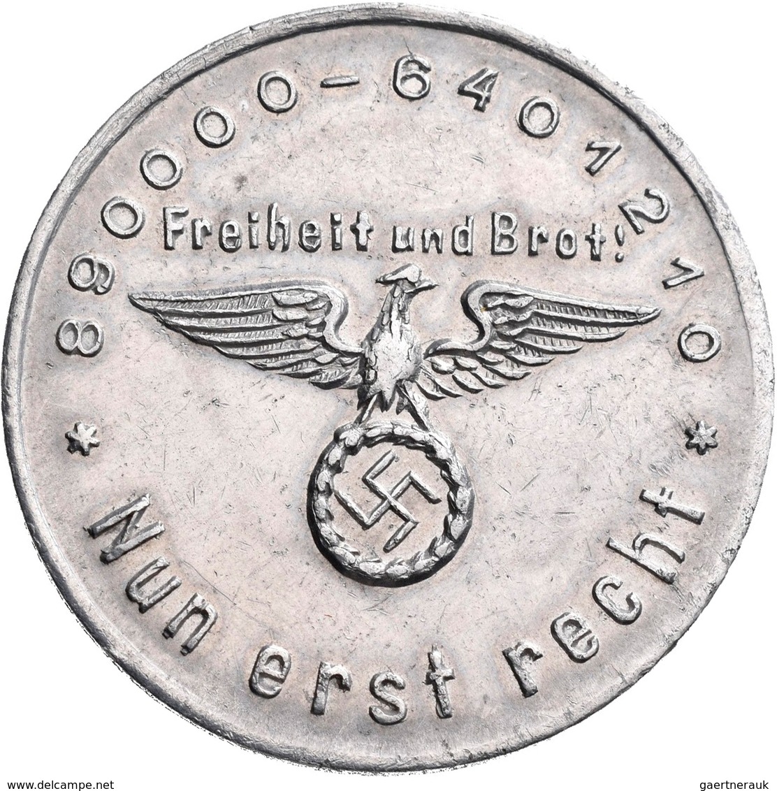 Drittes Reich: Lot 4 Medaillen Mit Adolf Hitler, Dabei: Probe 2 Mark 1938; Aluminiummedaille O.J. / - Autres & Non Classés