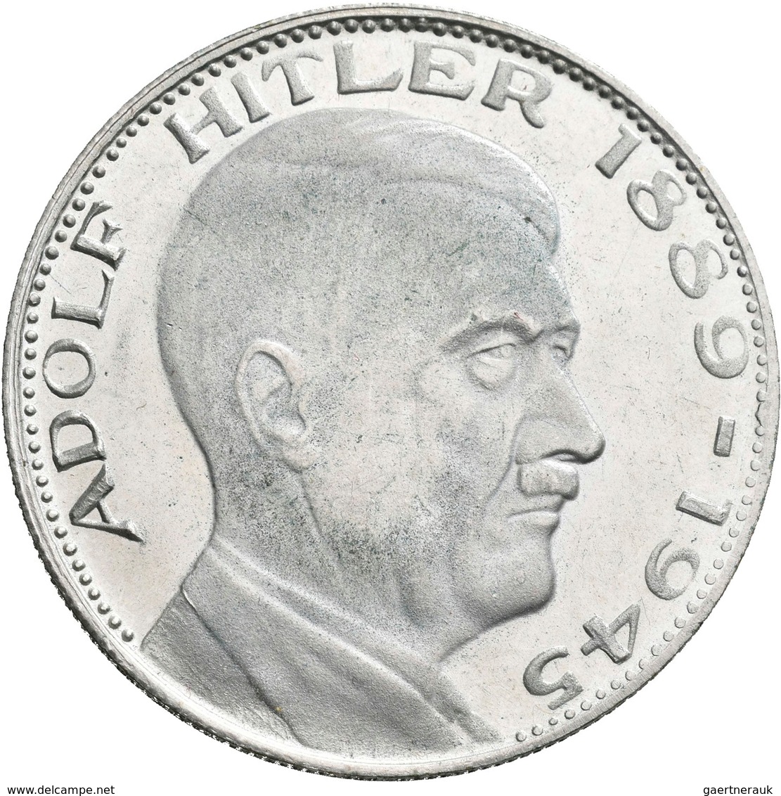 Drittes Reich: Lot 4 Medaillen mit Adolf Hitler, dabei: Probe 2 Mark 1938; Aluminiummedaille o.J. /