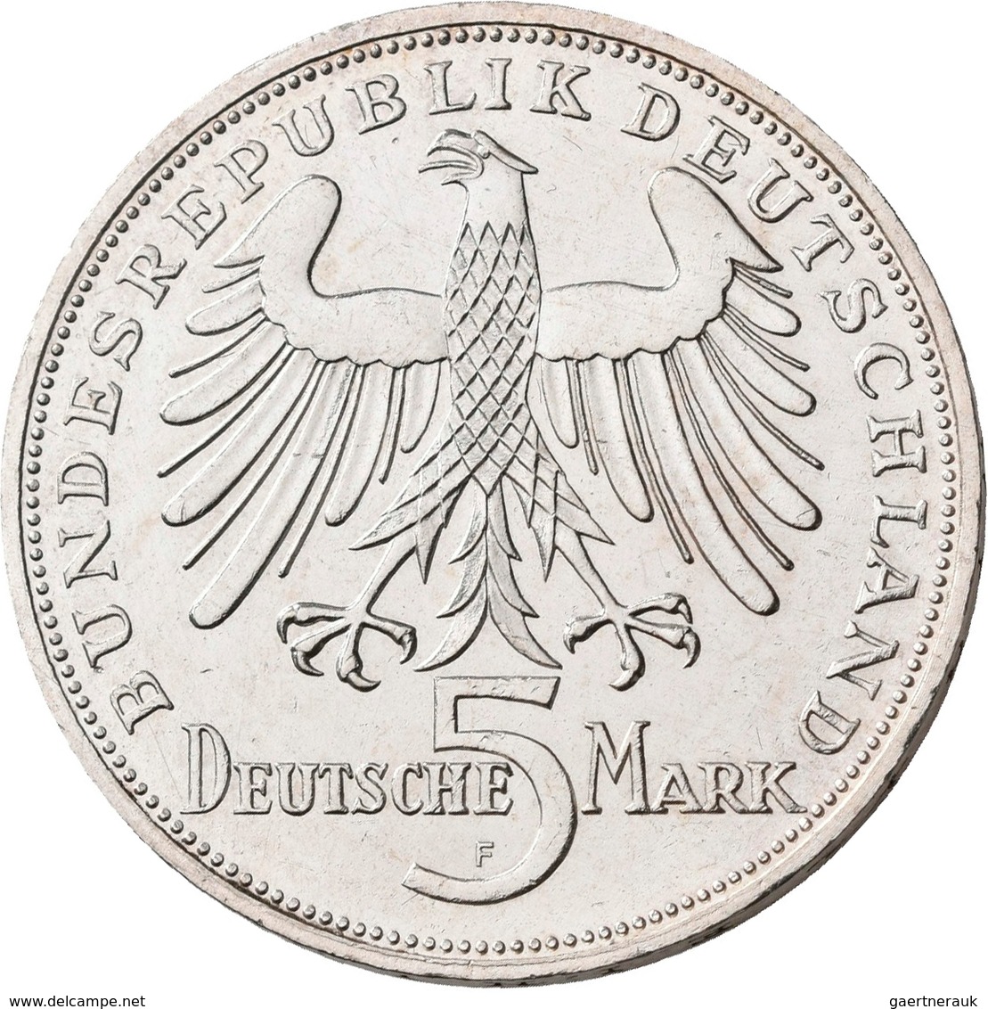 Bundesrepublik Deutschland 1948-2001: 5 DM 1955 F, Friedrich Schiller, Jaeger 389. Kratzer, Sehr Sch - Autres & Non Classés