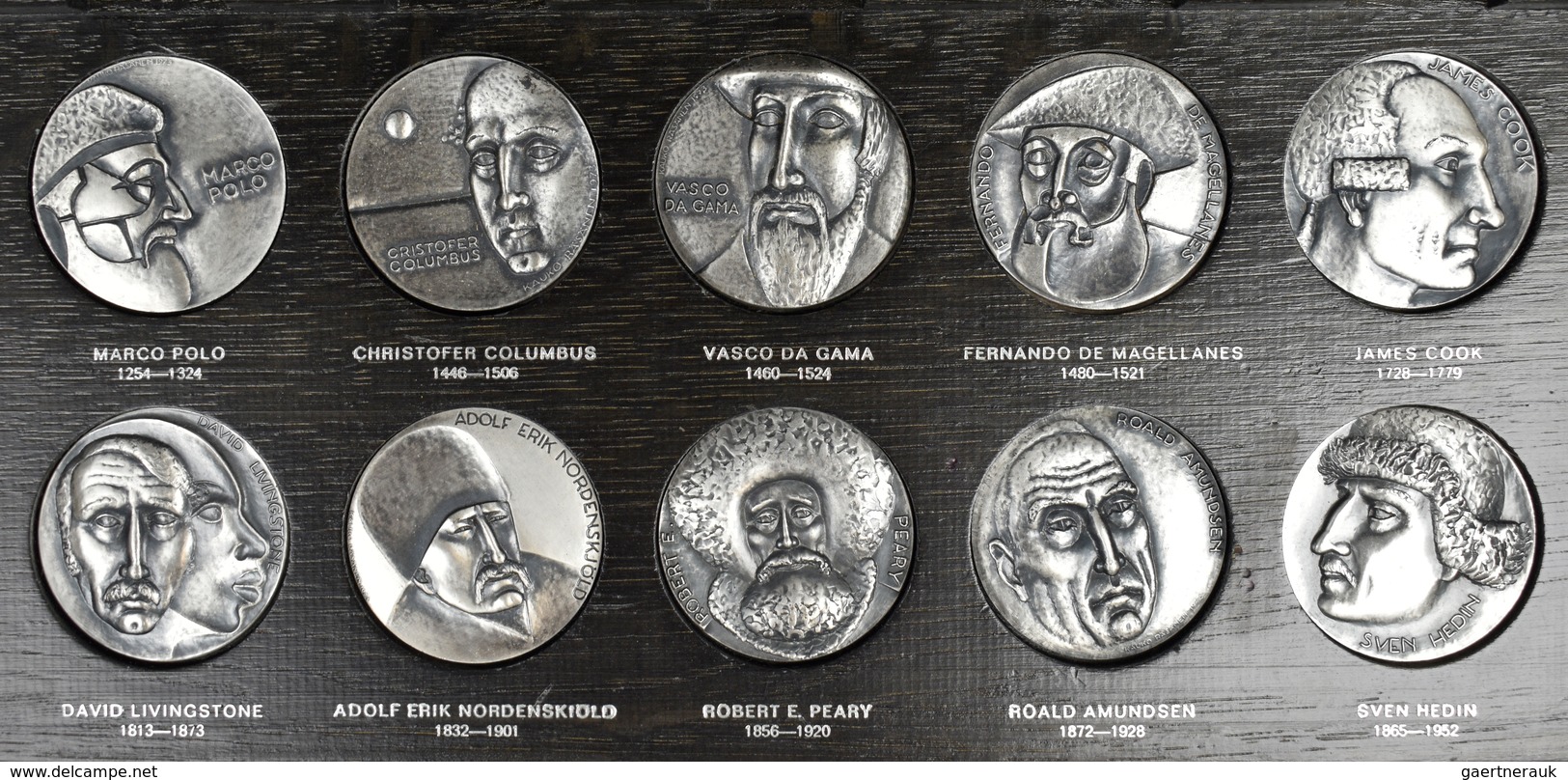 Medaillen Alle Welt: Finnland: Silber-Medaillenserie 1973, Von Kauko Räsänen, "Zehn Weltentdeckungsr - Non Classés