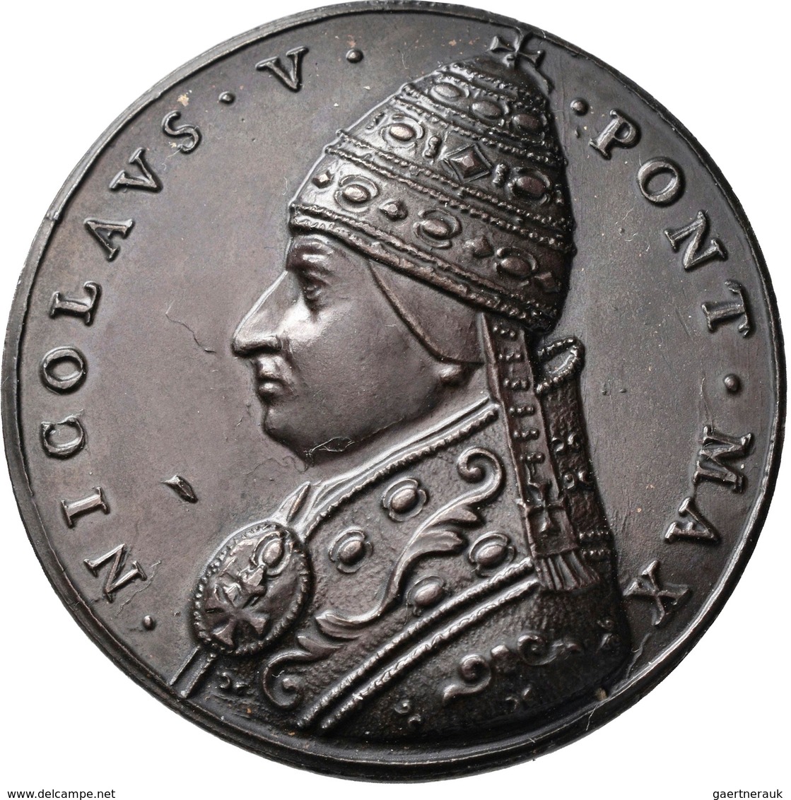 Medaillen Alle Welt: Italien-Kirchenstaat, Nikolaus V. 1447-1455: Bronzemedaille O. J. (1447), Auf S - Unclassified
