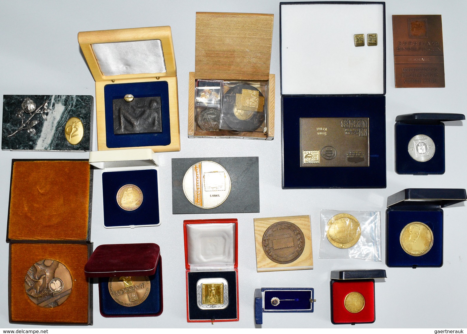 Medaillen Alle Welt: Philatelie: Lot Ca. 45 Moderne Ausstellung- Und Auszeichnungsmedaillen (20. Jhd - Non Classés