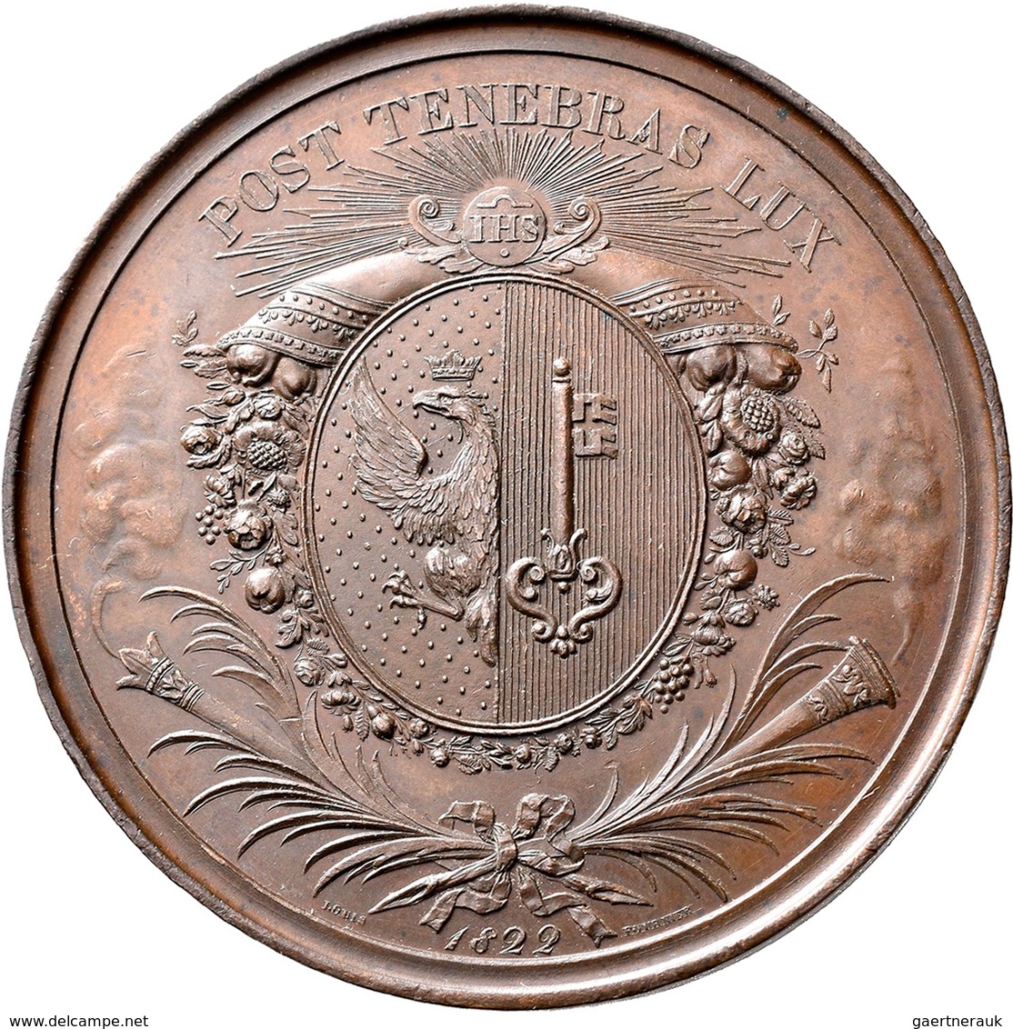 Medaillen Alle Welt: Schweiz/Genf: Bronzene Prämienmedaille 1822 Von L. Fournier, 59,5 Mm, 98,35 G, - Non Classés