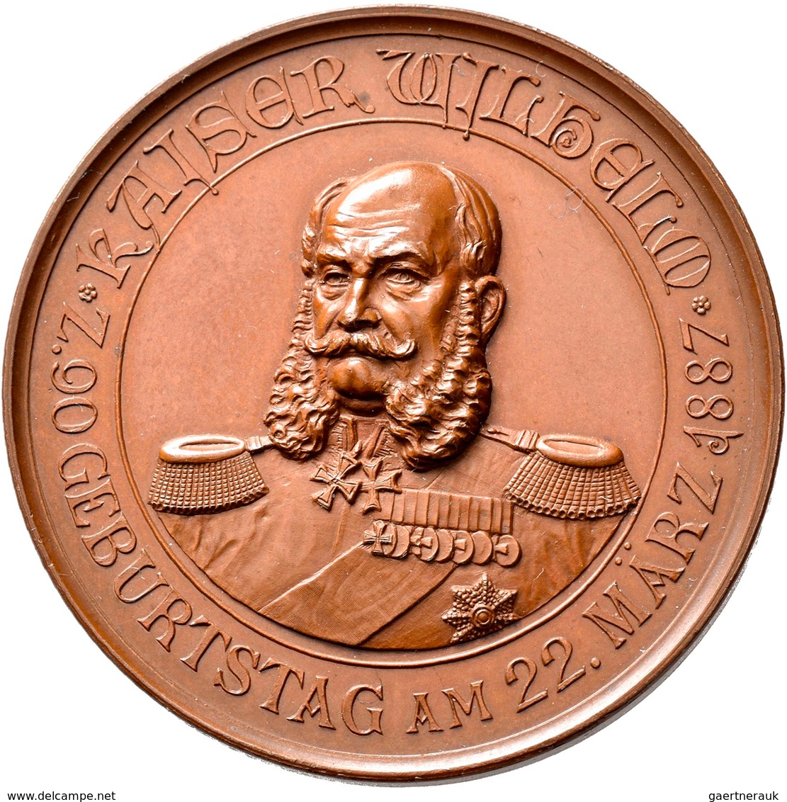 Medaillen Deutschland: Nürnberg: Bronzemedaille 1887 Von Lauer; Kaiser Wilhelm 90. Geburtstag Am 22. - Altri & Non Classificati