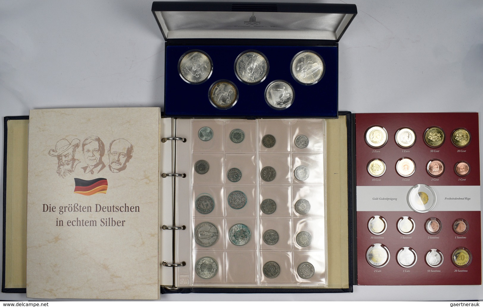 Alle Welt: Kleine Schachtel Mit Diversen In- Und Ausländischen Münzen, Teils Silbermünzen Wie Olympi - Autres & Non Classés