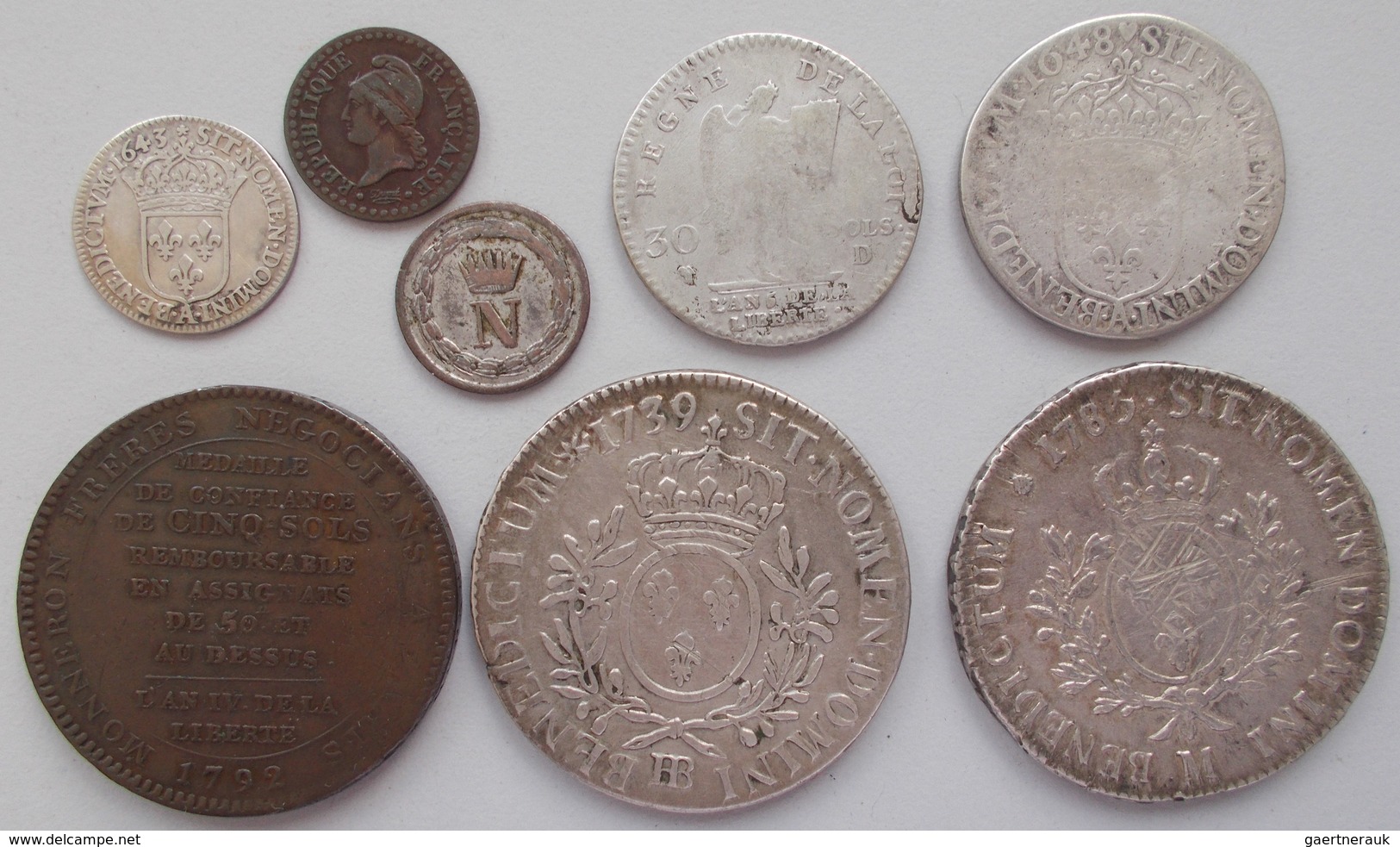 Frankreich: Lot 8 Münzen 1643-1813, Dabei 2 X ECU 1739/1785. - Altri & Non Classificati