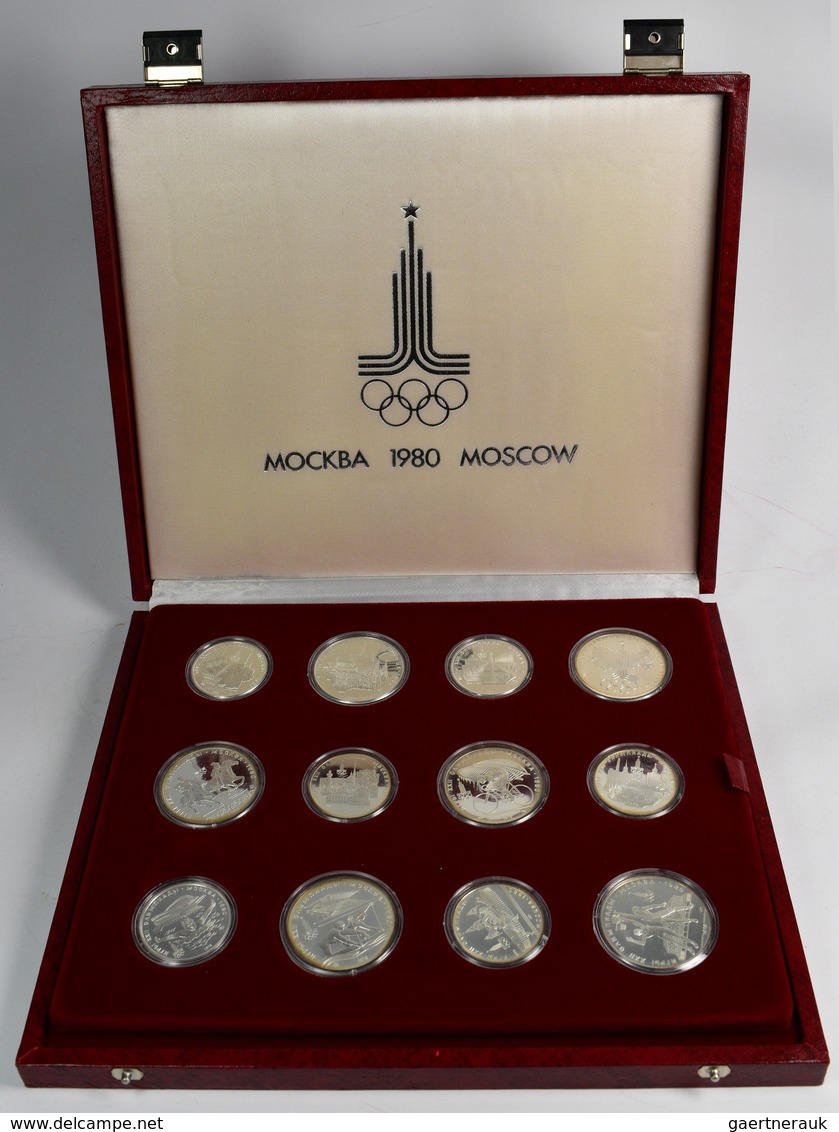 Sowjetunion: Olympische Spiele Moskau 1980: 2 Sets mit je 14 x 5 Rubel sowie 14 x 10 Rubel Gedenkmün