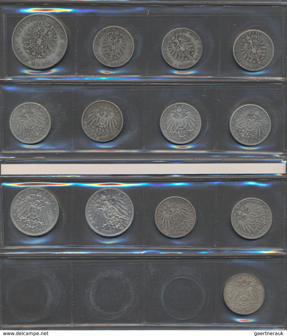 Bayern: Kleines Lot 13 Münzen: 10 X 2 Mark, 2 X 3 Mark, 1 X 5 Mark. - Taler En Doppeltaler