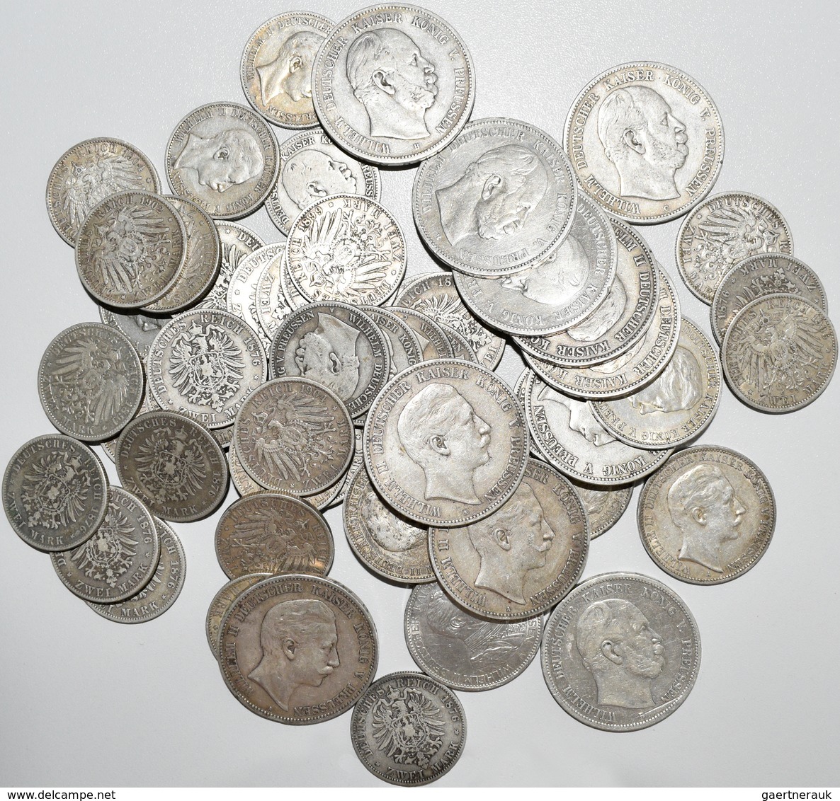 Preußen: Lot 56 Münzen: 39 X 2 Mark, 6 X 3 Mark, 11 X 5 Mark. - Taler Et Doppeltaler
