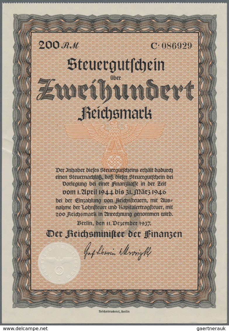Alte Aktien / Wertpapiere: STEUERGUTSCHEIN: Lot 5 Steuergutscheine Von 11.12.1937 Mit Unterdruckbuch - Sonstige & Ohne Zuordnung