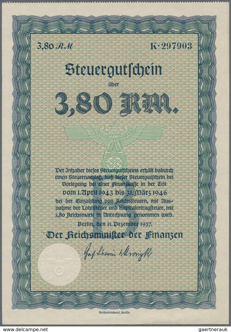 Alte Aktien / Wertpapiere: STEUERGUTSCHEIN: Lot 5 Steuergutscheine Von 11.12.1937 Mit Unterdruckbuch - Sonstige & Ohne Zuordnung