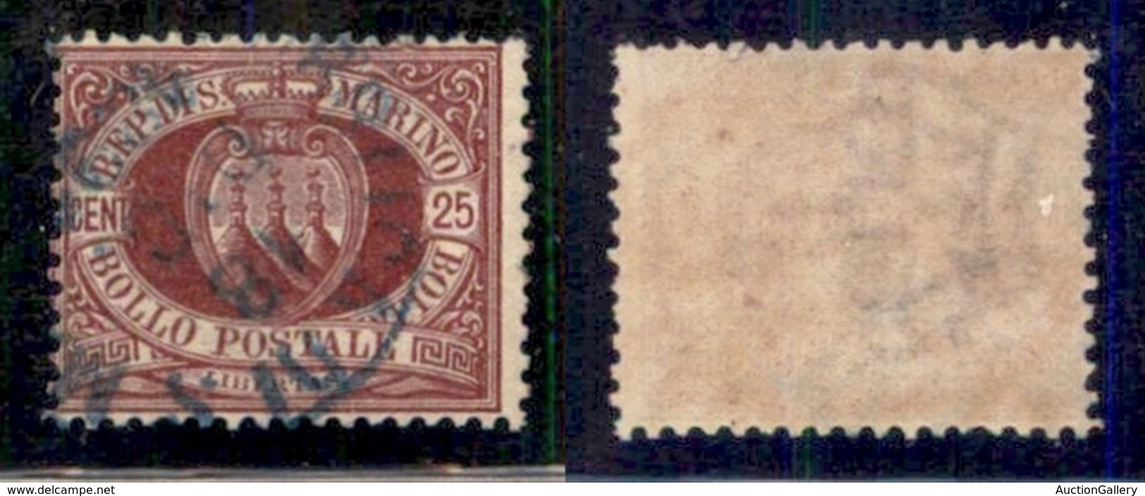 SAN MARINO - 1877 - 25 Cent Stemma (5) - Usato (120) - Autres & Non Classés