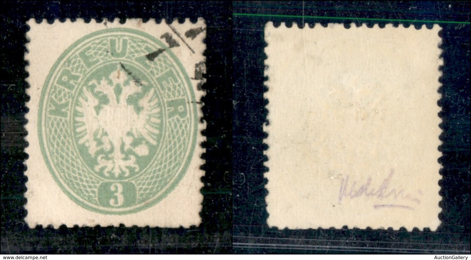 AUSTRIA - 1863 - 3 Kreuzer Verde (25) - Leggero Annullo D'angolo - Usato (130) - Other & Unclassified