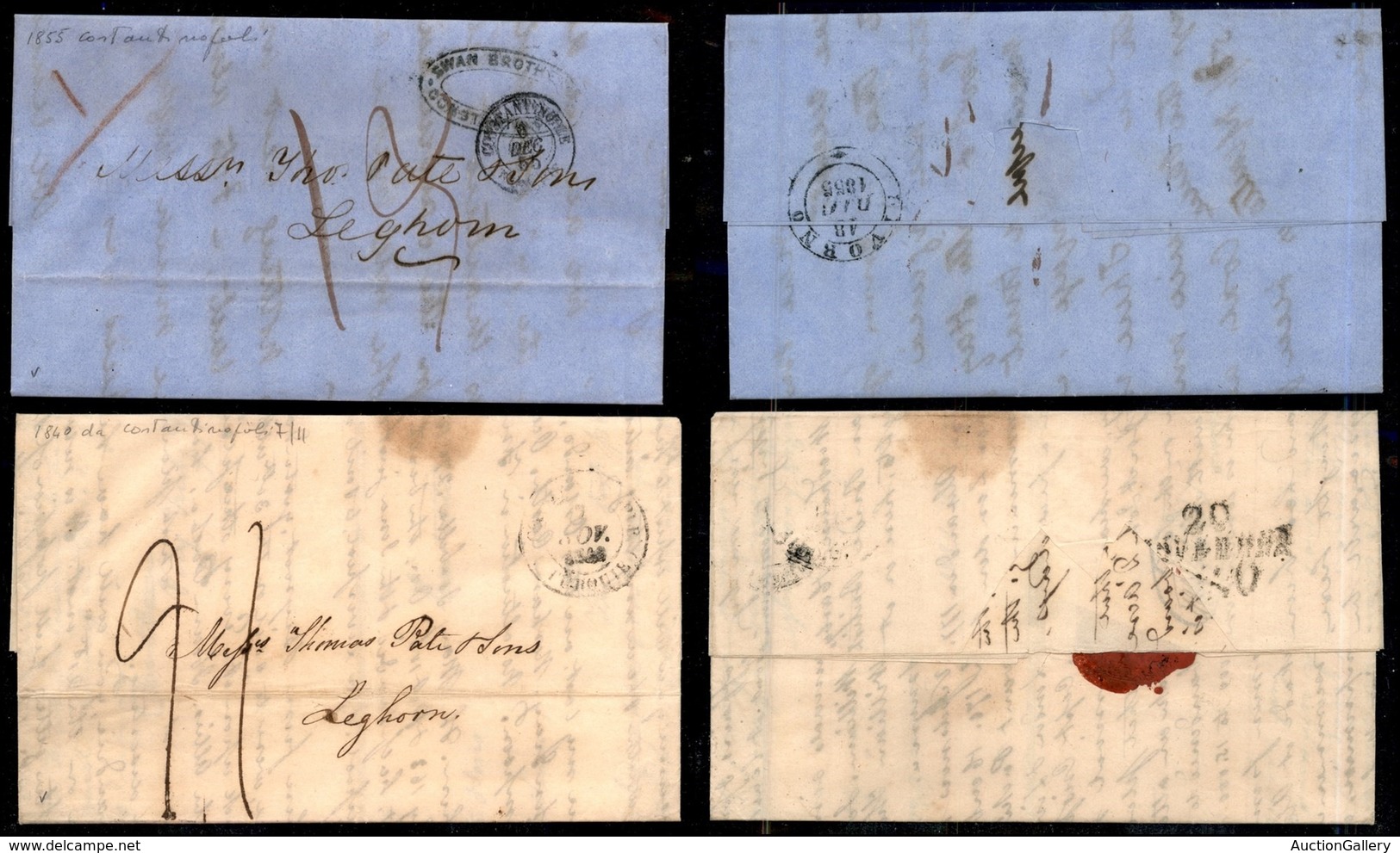 AUSTRIA - Levante - Costantinopoli - Due Lettere Per Livorno Del 1840 E 1855 - Tassate - Autres & Non Classés