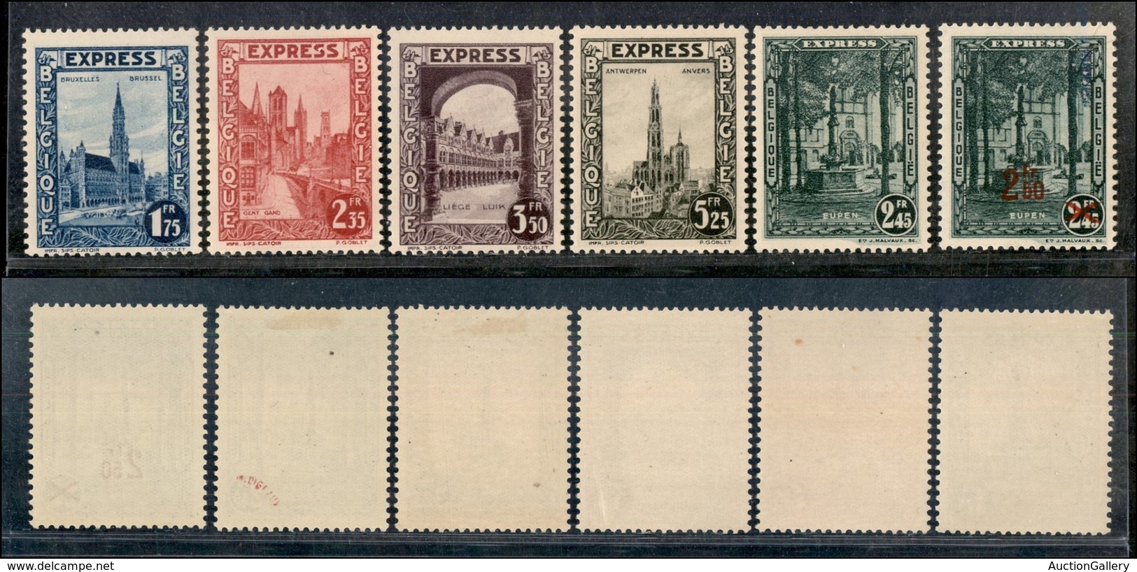 BELGIO - 1929/1932 - Espressi (266/269 + 304 + 325) - Cartoncino Con 6 Valori Del Periodo - Other & Unclassified