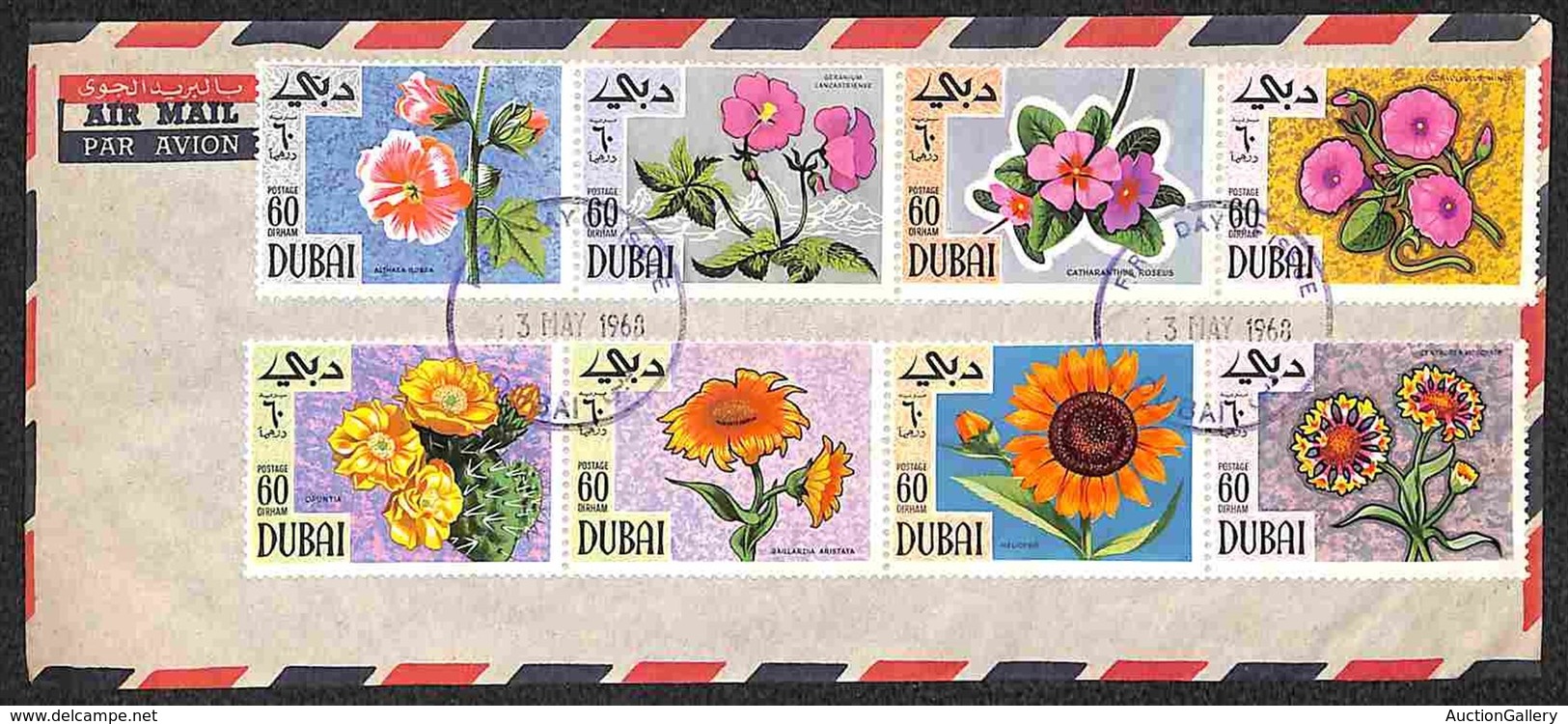 DUBAI - 1968 - Fiori (307/314) - Serie Completa Su Aerogramma Con Annulli FDC - Altri & Non Classificati