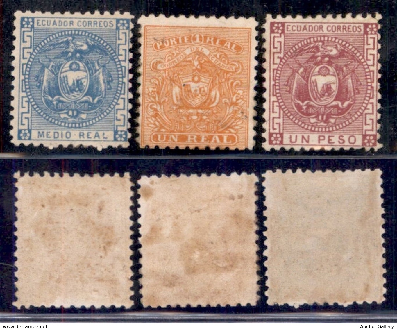 ECUADOR - 1872 - Stemma (5 I/7) - Tre Valori - Gomma Originale (65) - Altri & Non Classificati