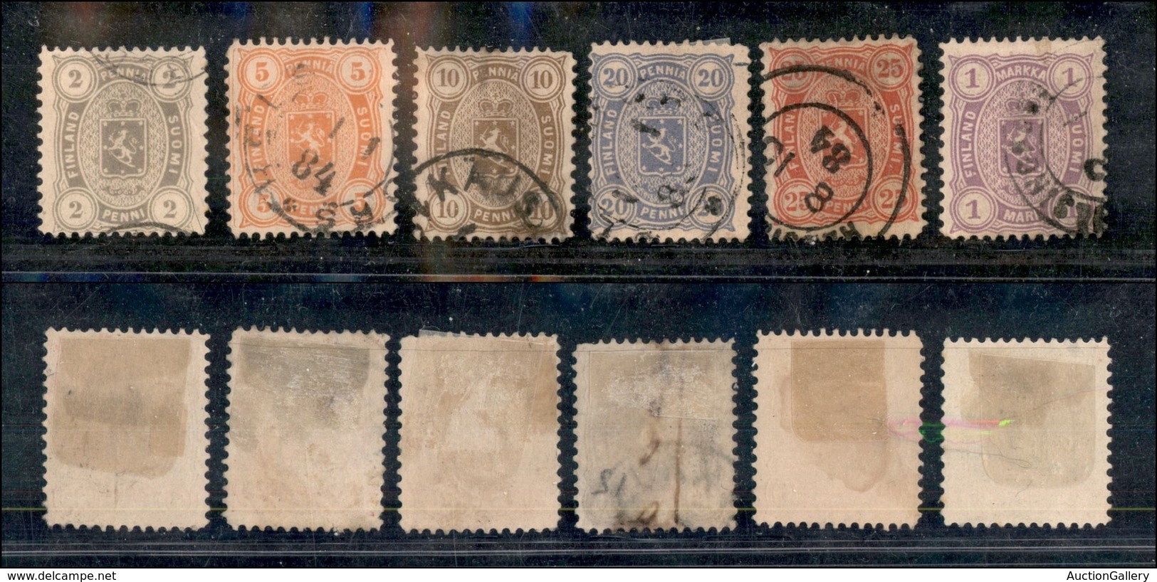 FINLANDIA - 1875/1881 - Stemma (12B/19B) - Serie Di 6 Valori Dentellati 12 1/2 - Usati - Da Esaminare - Altri & Non Classificati