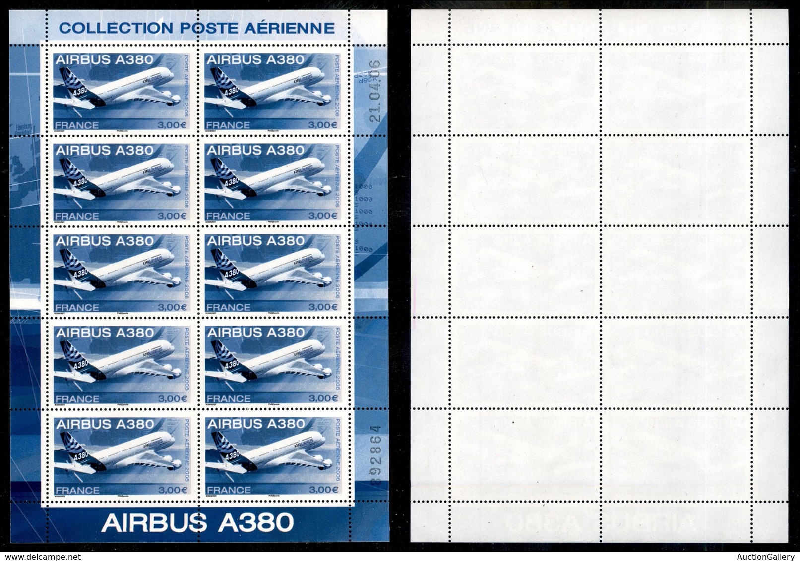 FRANCIA - 2006 - Minifoglio 3 € Airbus A380 (4110) - Gomma Integra (75) - Other & Unclassified