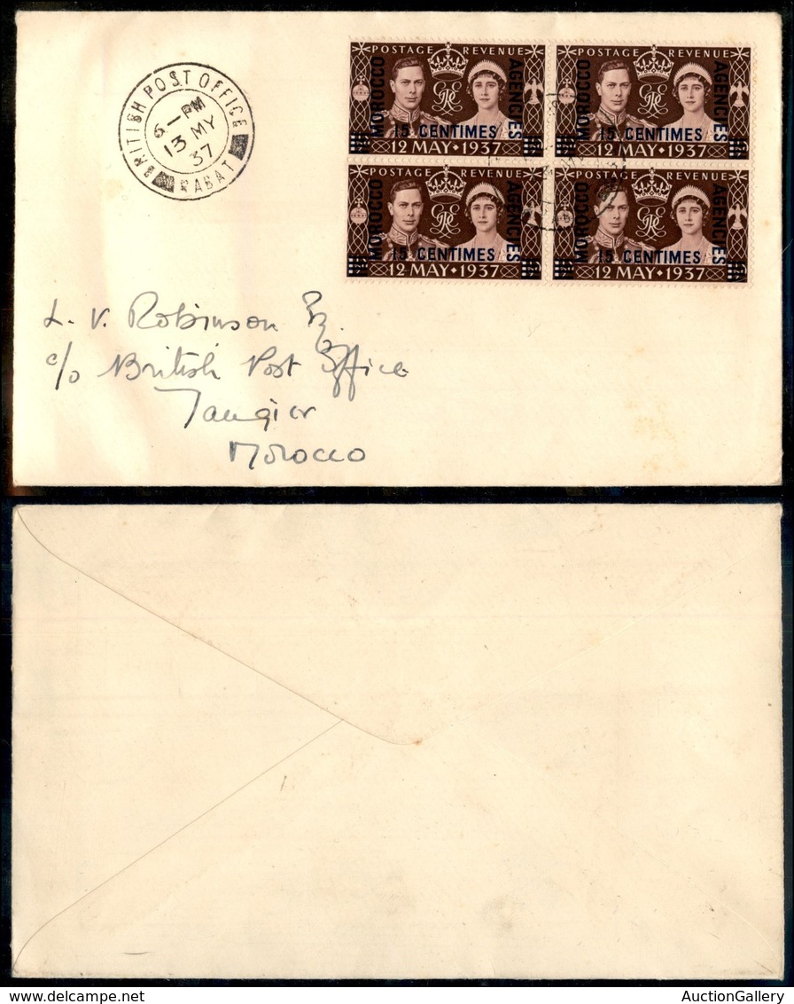 COLONIE INGLESI - Marocco - Quartina Del 15 Cent Nozze 1937 – Busta Da Rabat Del 13.5.37 - Other & Unclassified