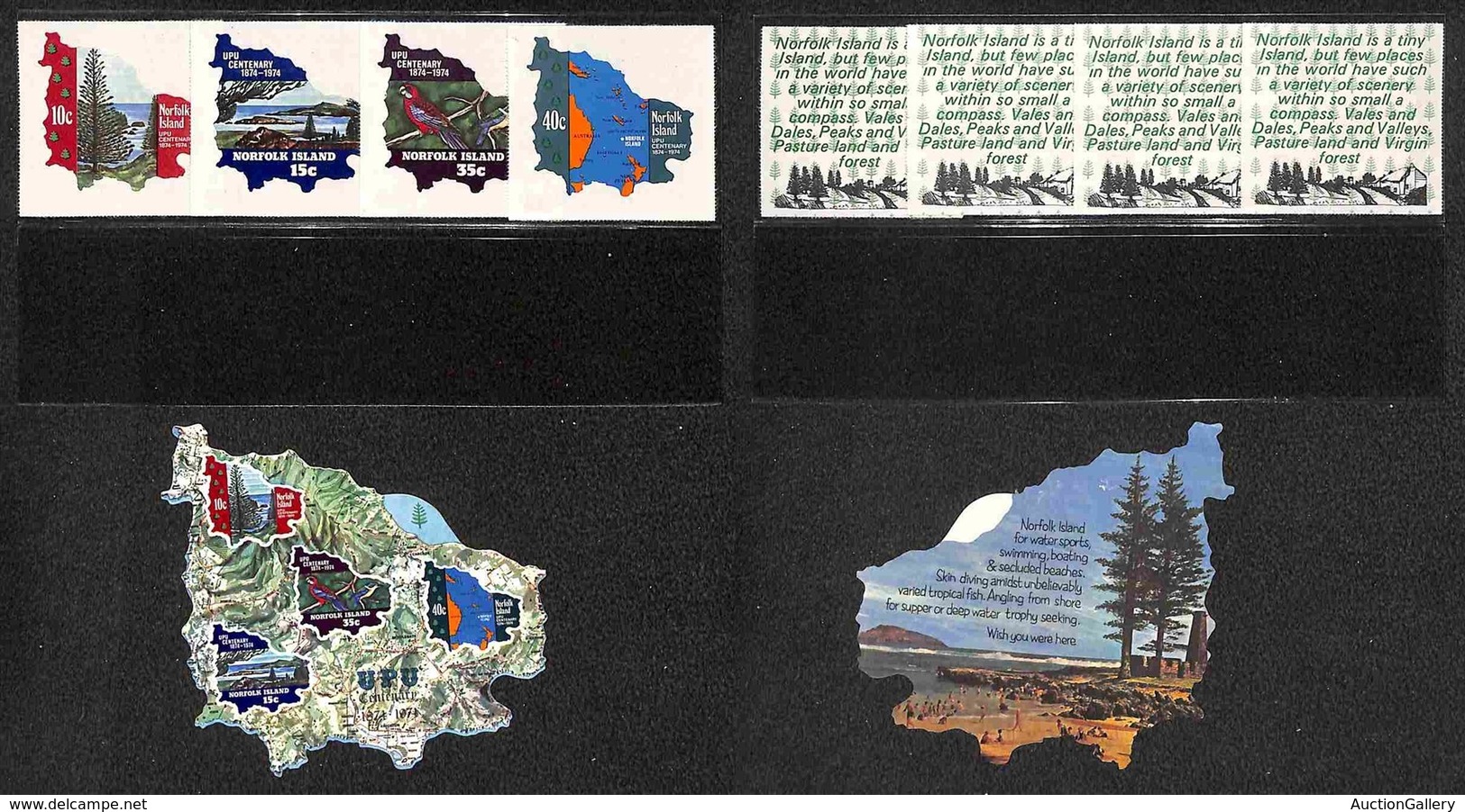 ISOLA DI NORFOLK - 1974 - 100 Anni UPU (160/163 + Block1) - Emissione Completa - Gomma Integra (34) - Other & Unclassified