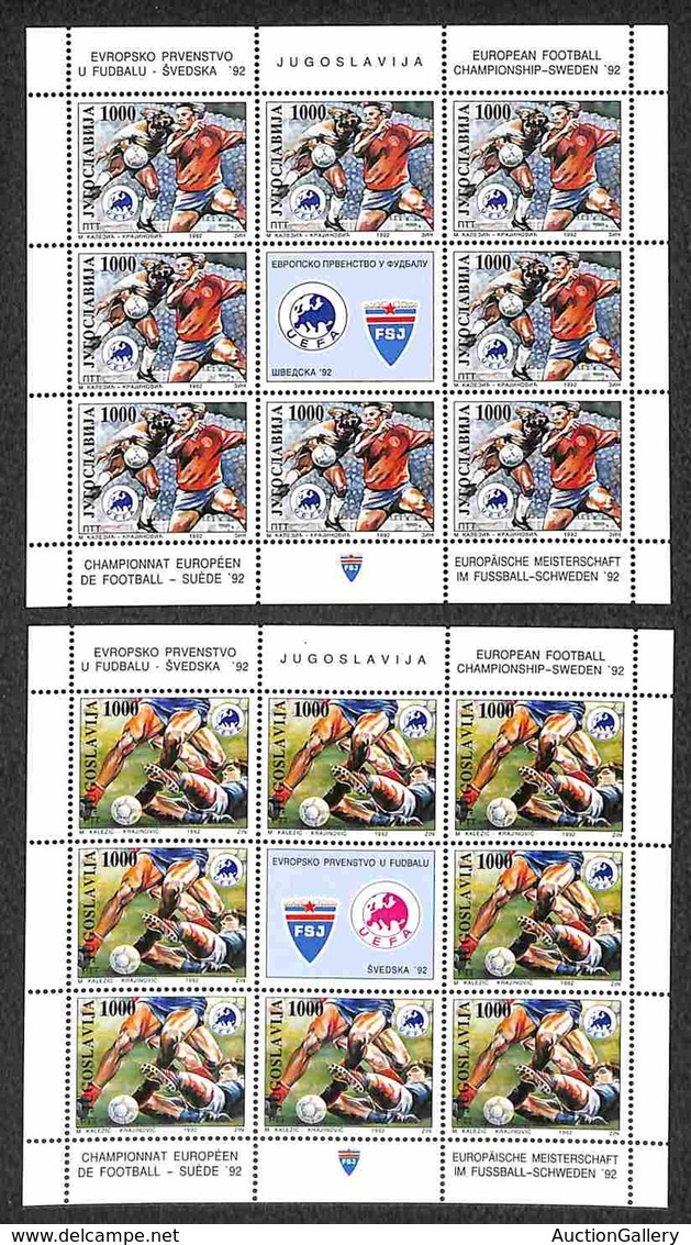 JUGOSLAVIA - 1992 - Europei Di Calcio (2542/2543) - Serie Completa In Minifogli - Gomma Integra (30) - Sonstige & Ohne Zuordnung