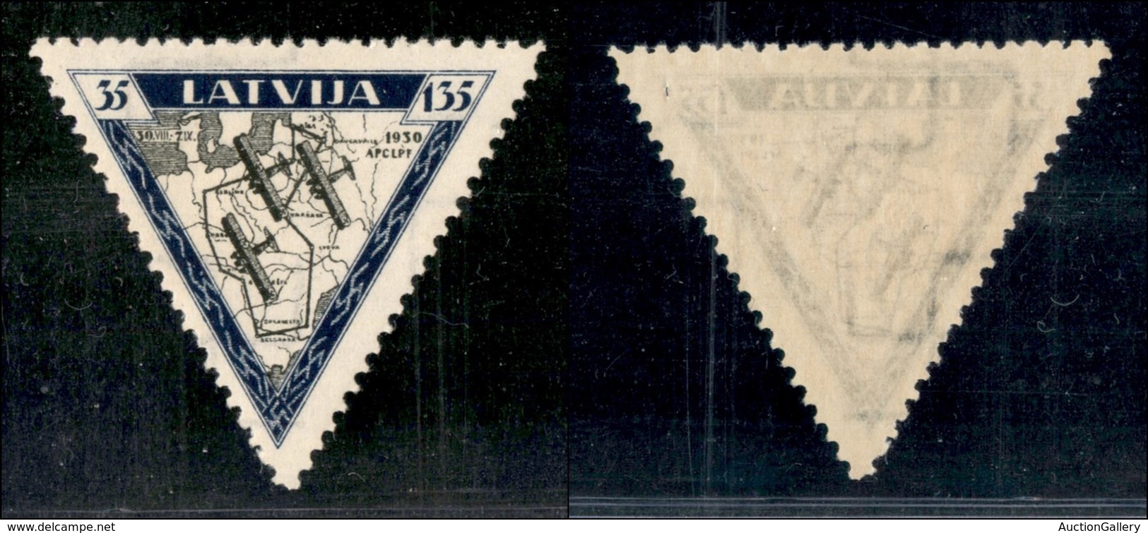 LETTONIA - 1933 - 35/135 Santimi Aviazione Militare (227 A) - Gomma Integra (45) - Other & Unclassified