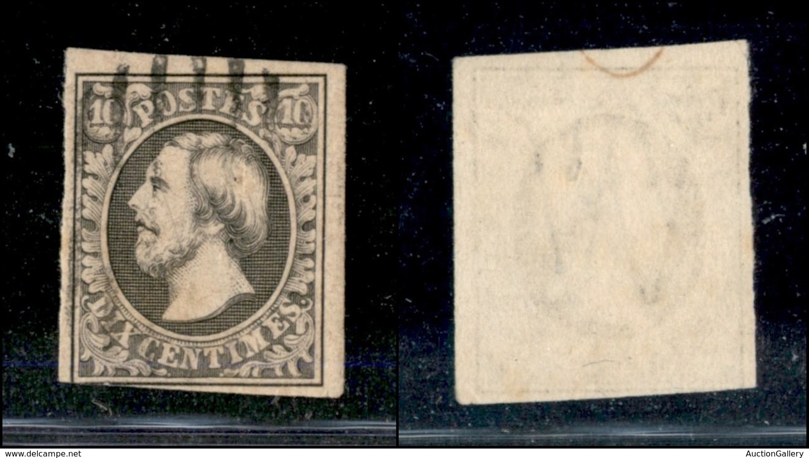 LUSSEMBURGO - 1855 - 10 Cent Guglielmo III (1d Grigio Nero) - Usato (70) - Other & Unclassified