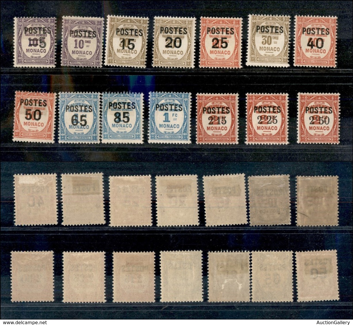 MONACO - 1937 - Segnatasse Soprastampati (140/152A) - Serie Completa - Gomma Originale (100) - Otros & Sin Clasificación