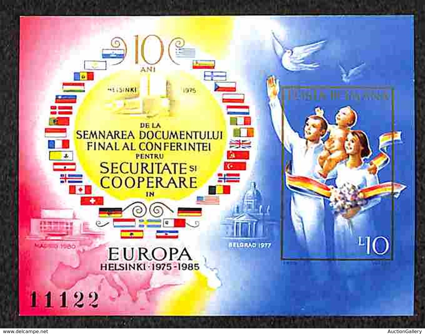 ROMANIA - 1985 - Foglietto 10 Anni KSZE (block 215) - Gomma Integra (20) - Other & Unclassified