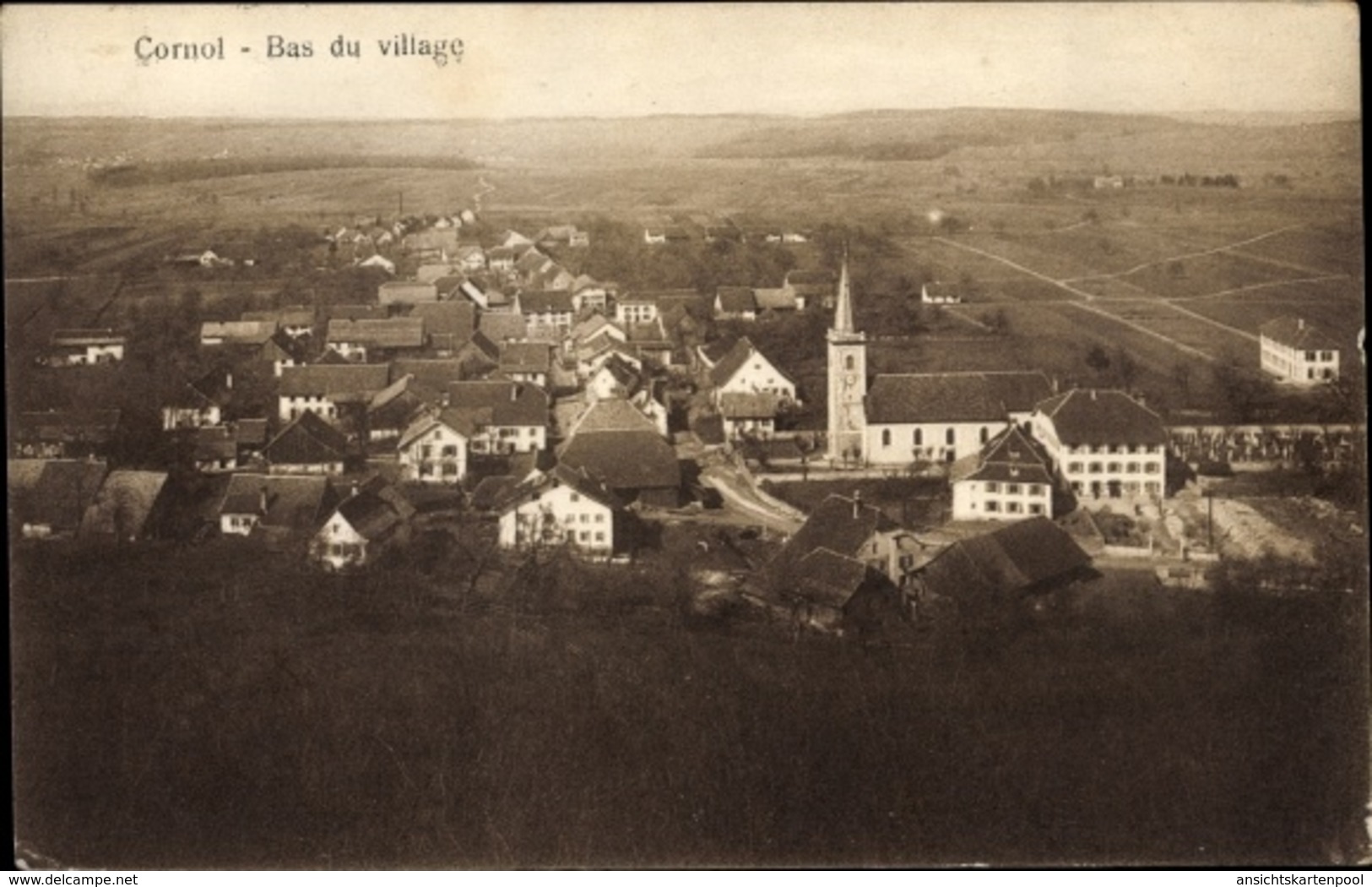 Cp Cornol Kt. Jura Schweiz, Bas Du Village, Panorama Vom Ort - Altri & Non Classificati