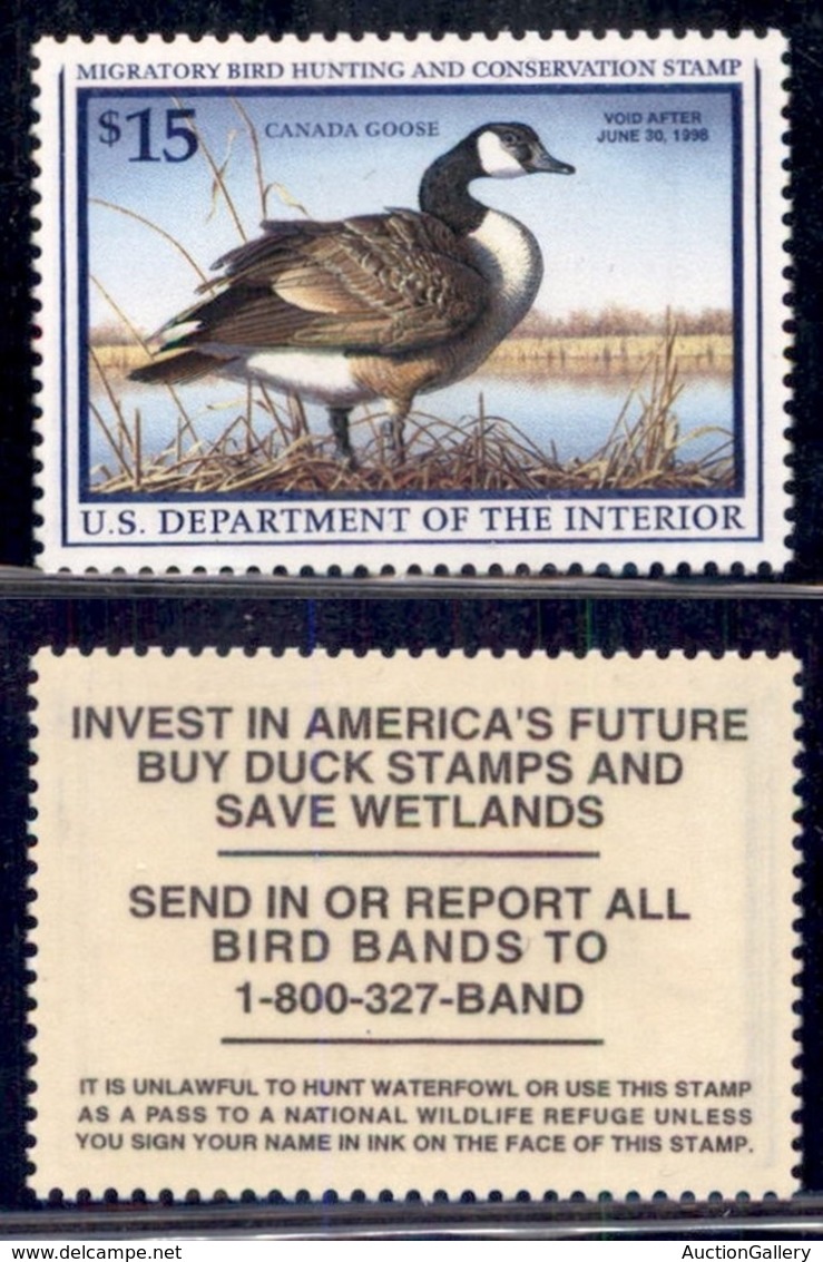 STATI UNITI D'AMERICA - Dipartimento Dell'interno - 1997 - 15 Dollari Canada Goose (RW64) - Gomma Integra - Other & Unclassified