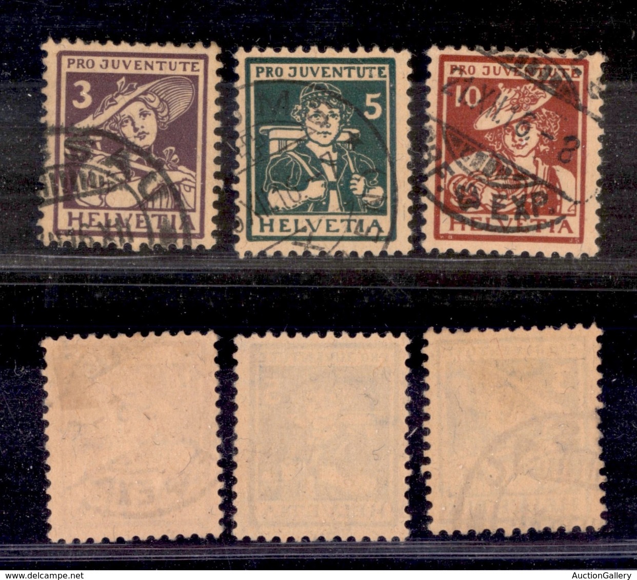 SVIZZERA - 1916 - Pro Juventute (130/132) - Serie Completa - Usati (150) - Other & Unclassified