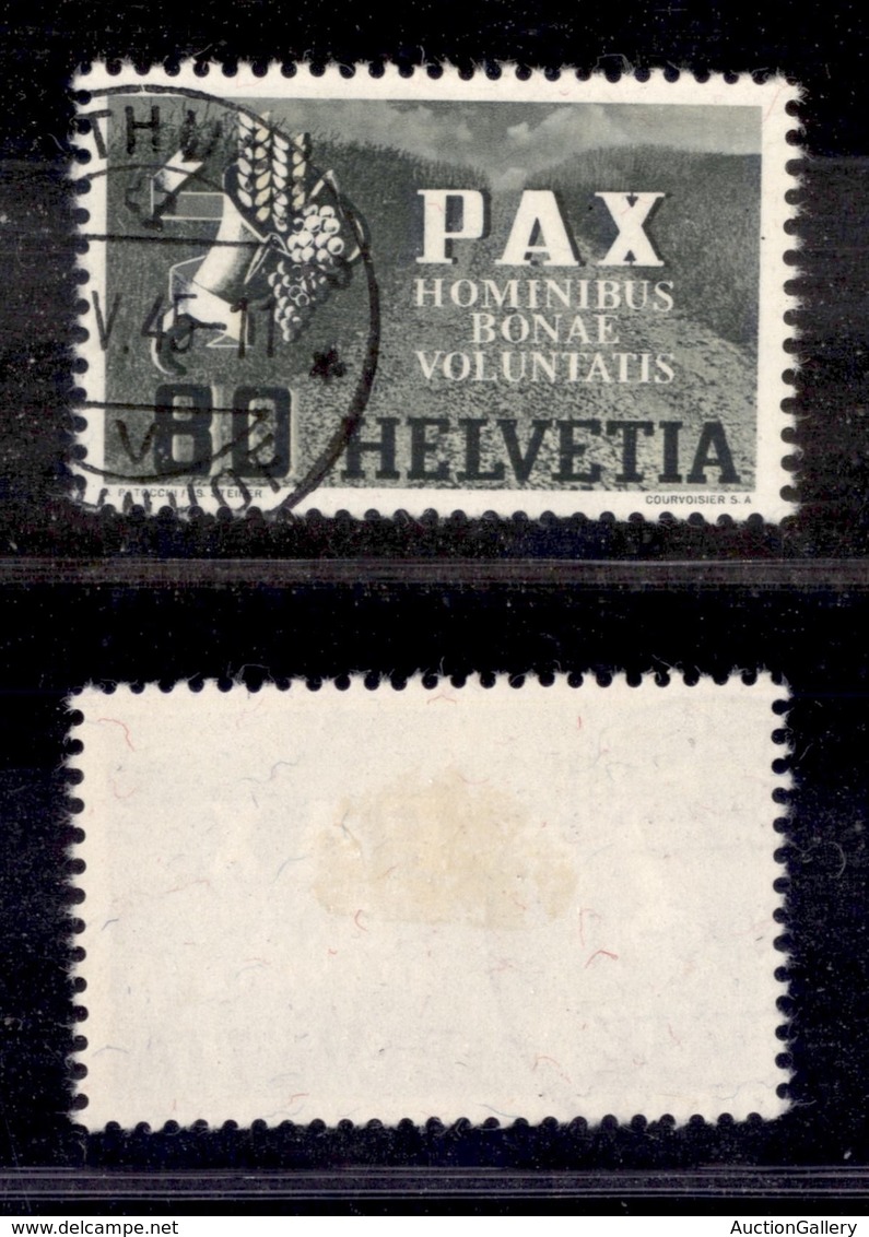 SVIZZERA - 1945 - 80 Cent Pax (454) - Usato (100) - Other & Unclassified