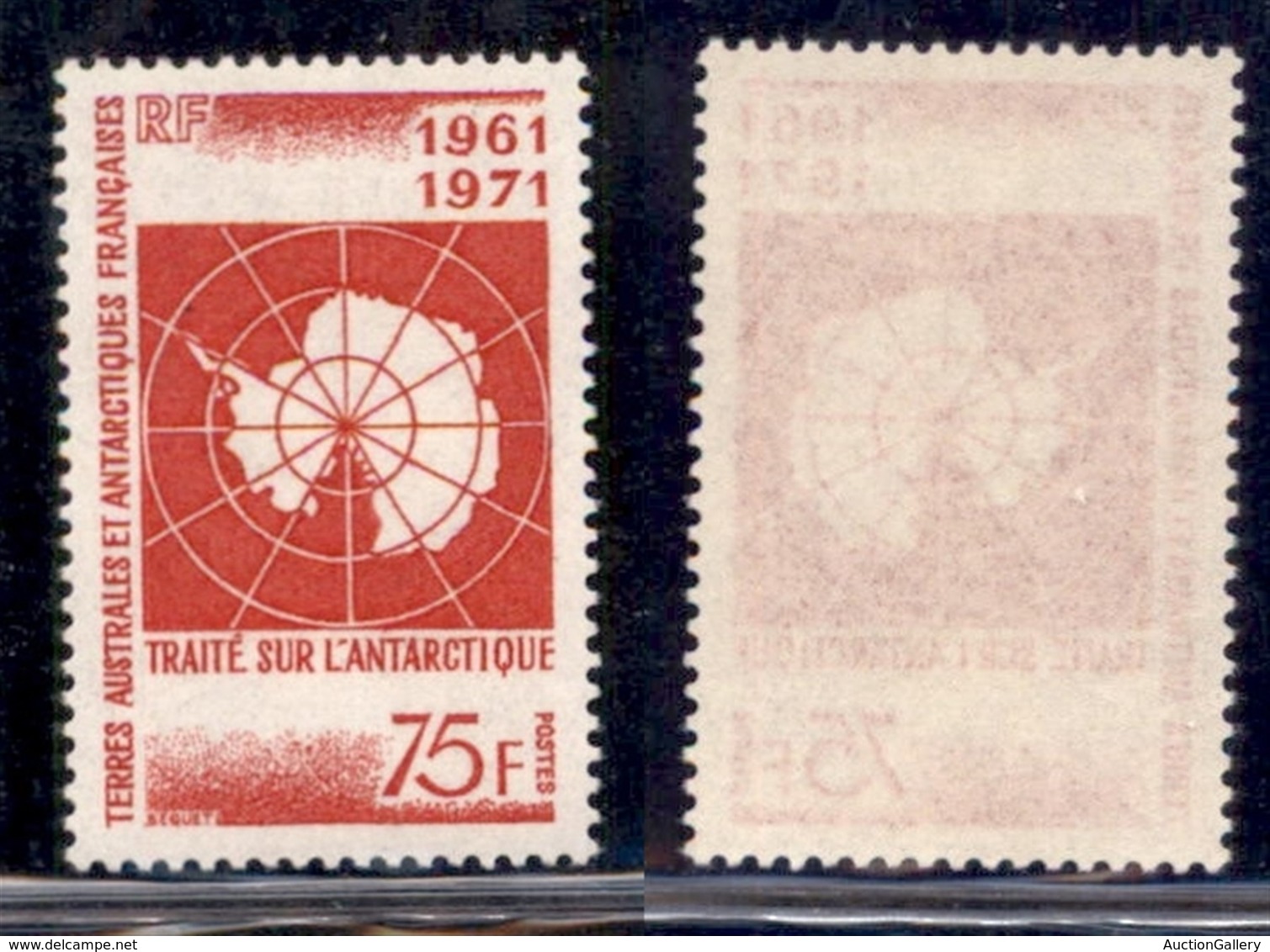 TERRE AUSTRALI E ANTARTICHE FRANCESI - 1971 - 75 Franchi 10 Anni Trattato Sull'Antartide (67) - Gomma Integra (40) - Other & Unclassified