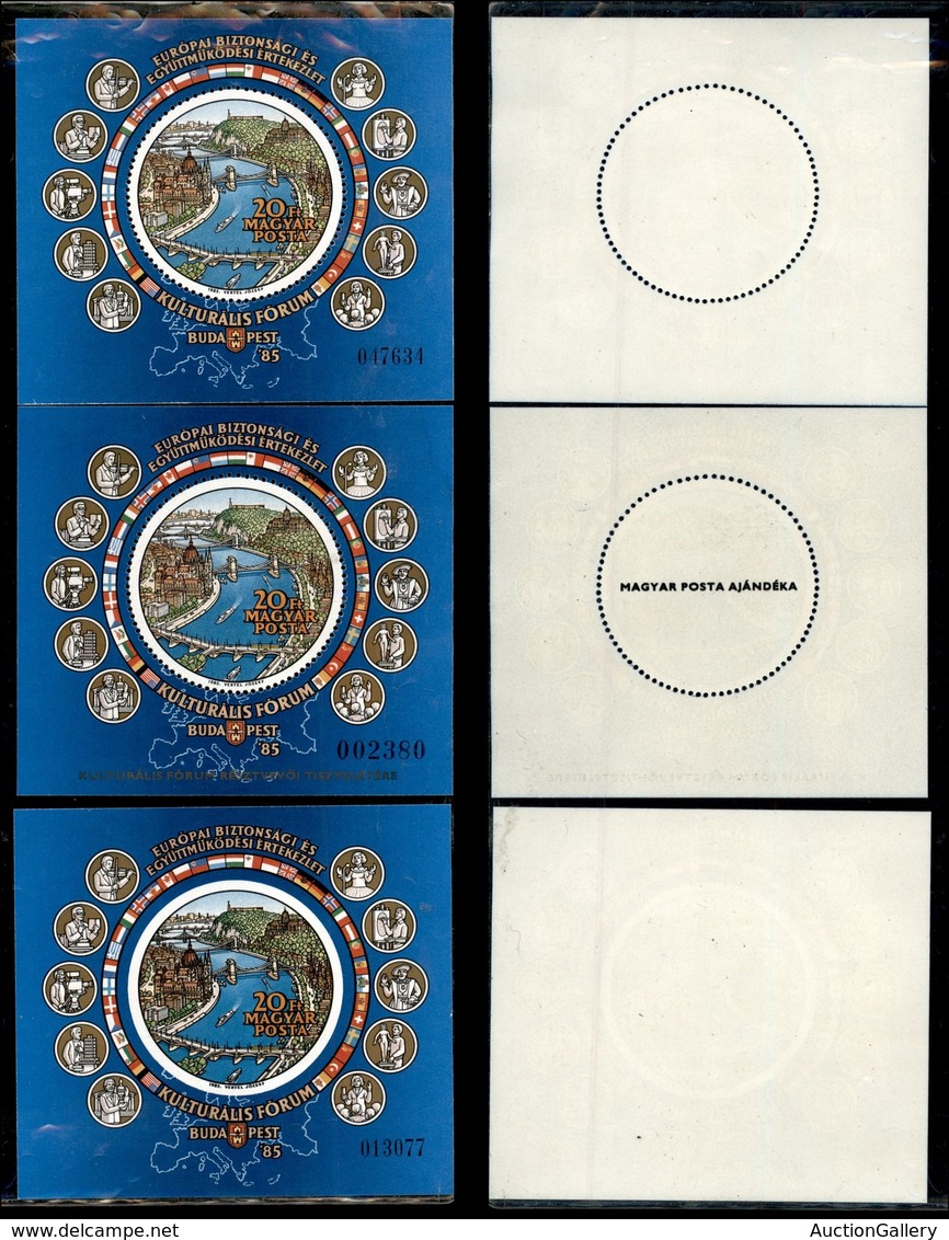 UNGHERIA - 1985 - Foglietti KSZE (block 180 A + B + A I) - I Tre Foglietti - Gomma Integra (174) - Other & Unclassified