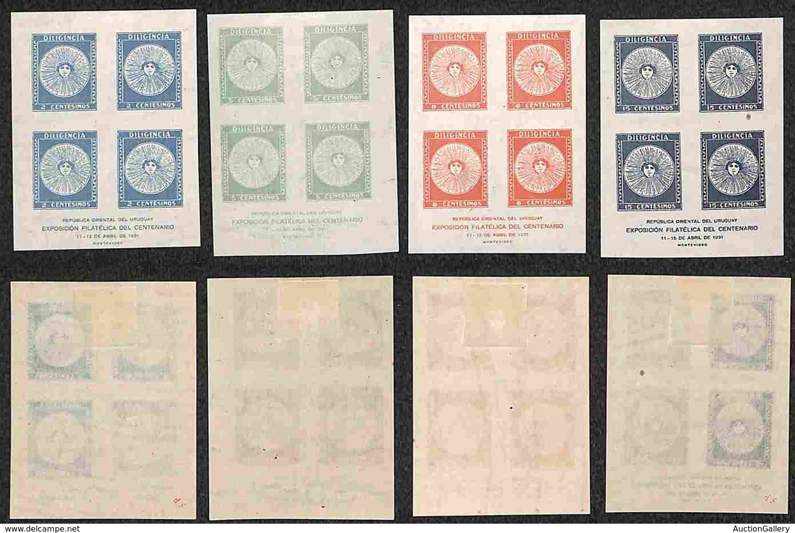 URUGUAY - 1931 - Foglietti Esposizione Filatelica Montevideo (block 1/4) - Gomma Originale (68) - Other & Unclassified