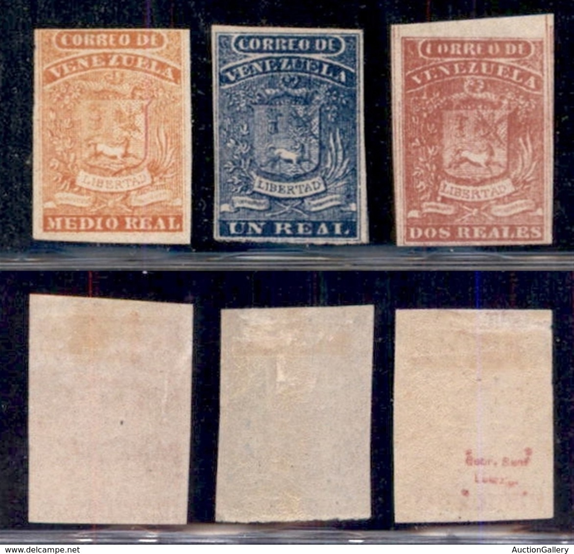 VENEZUELA - 1859 - Stemma (1 IId + 2 II+ 3 IIa) - Tre Valori Tiratura Locale - Gomma Originale (90) - Altri & Non Classificati