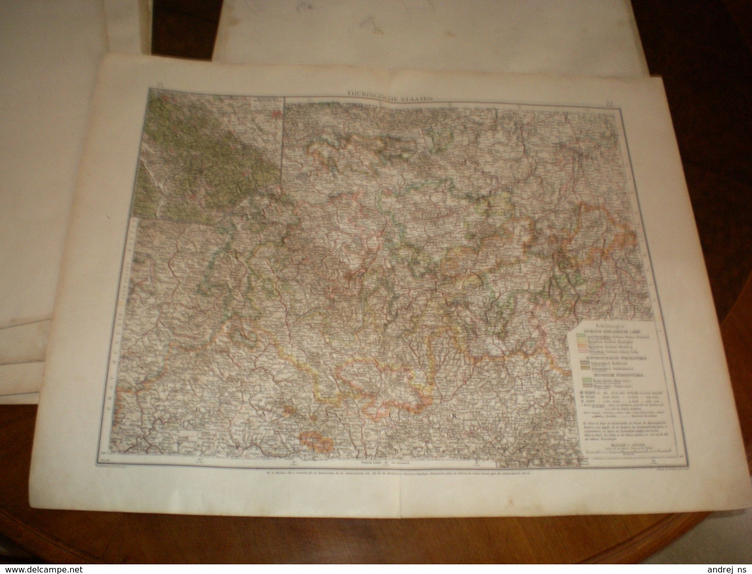 Thuringische Staaten Volks Und Familien Atlas A Shobel Leipzig 1901 Big Map - Cartes Géographiques